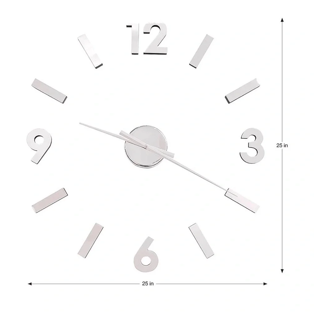 Torre & Tagus Versa DIY Adhesive large silver tone black Wall Clock